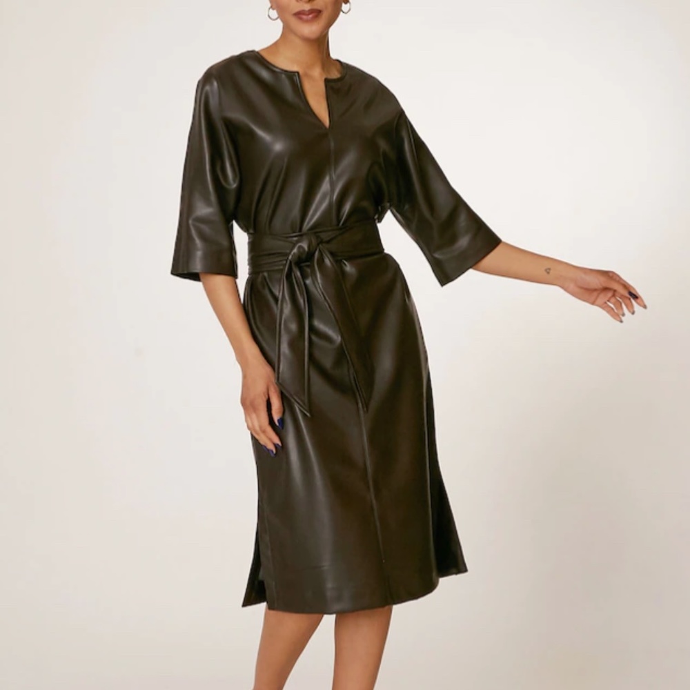 Brian Bailey Leather Look Dress with Belt